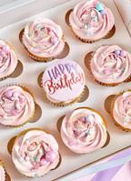 Cupcakes feliz cumpleaños rosados