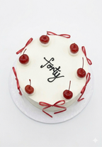 Torta Blanca con cerezas y moño 