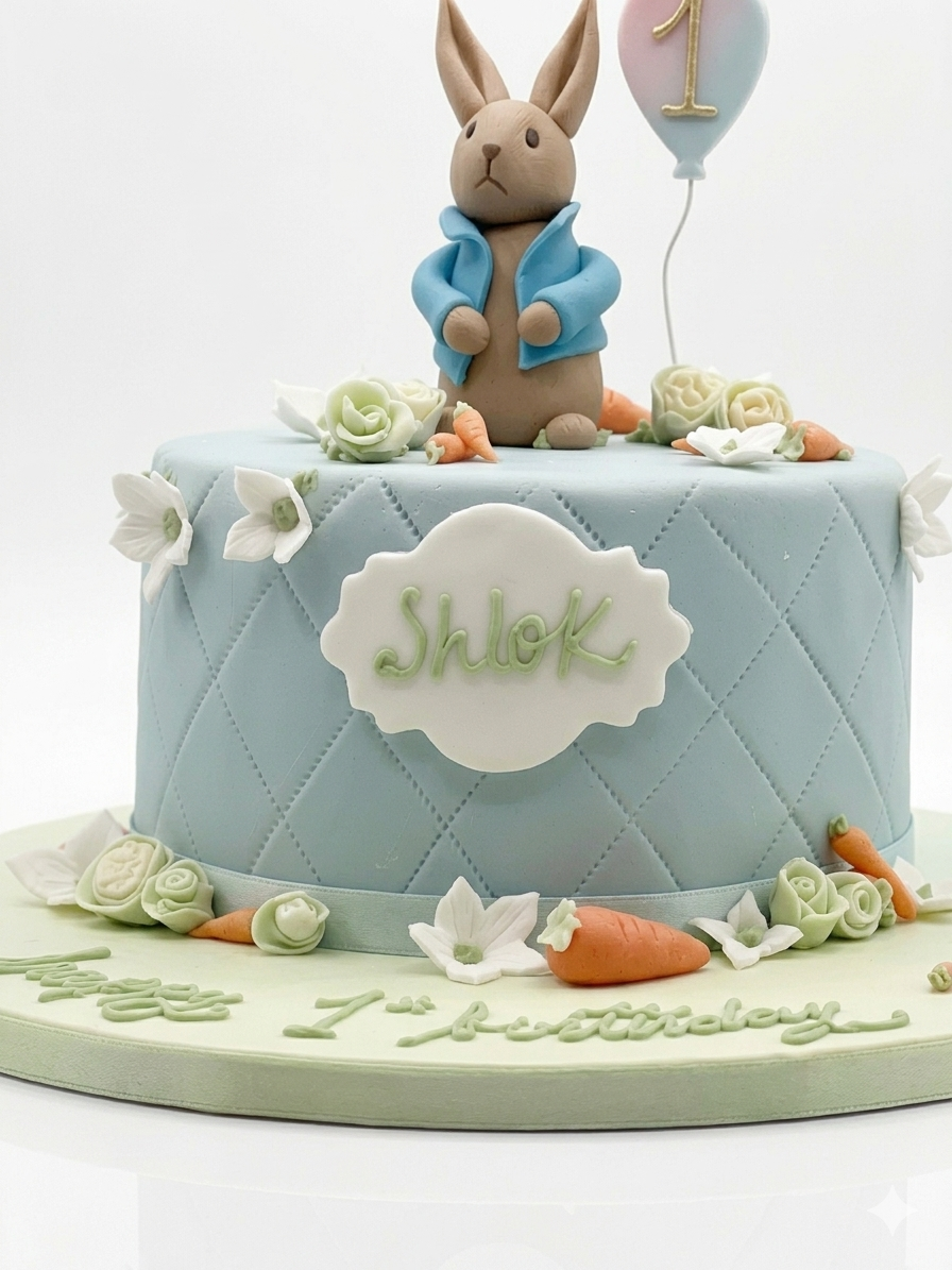 Torta Conejo Jardin  azul