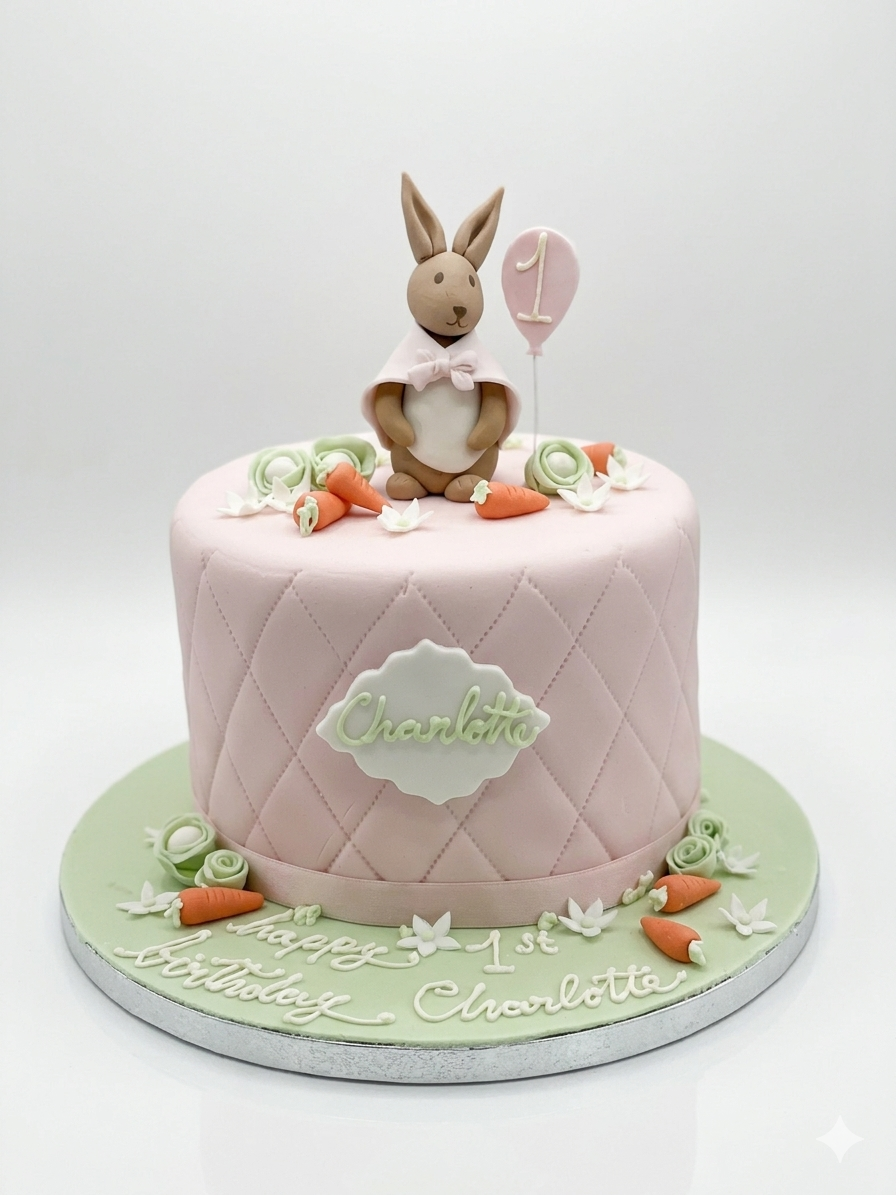 Torta Conejo Jardin rosa 