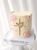 Torta Primera comunion en crema Rosada 