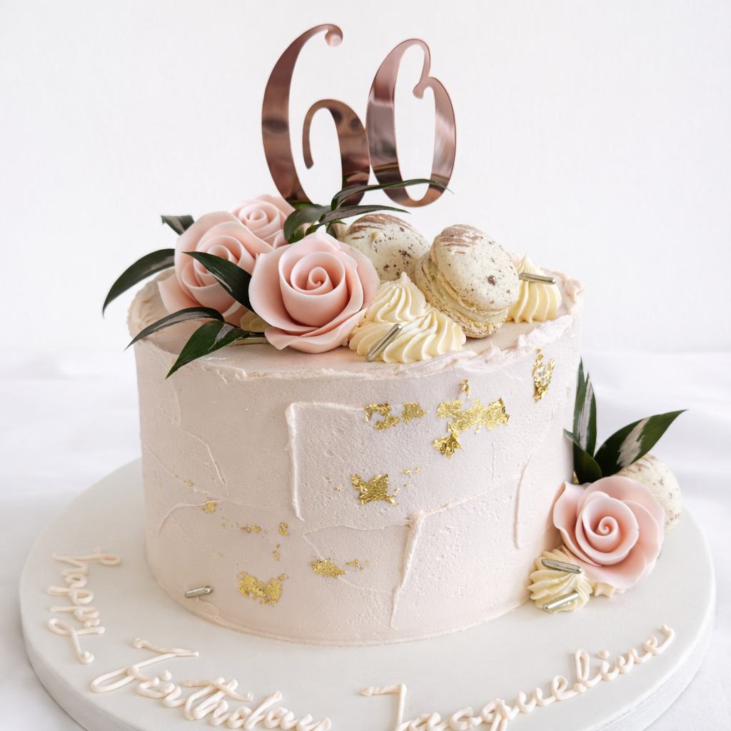 Torta Rosa pastel con flores 