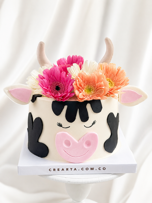 Torta Vaca con flores Bogotá