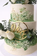 Torta Verde con flores 3 pisos 