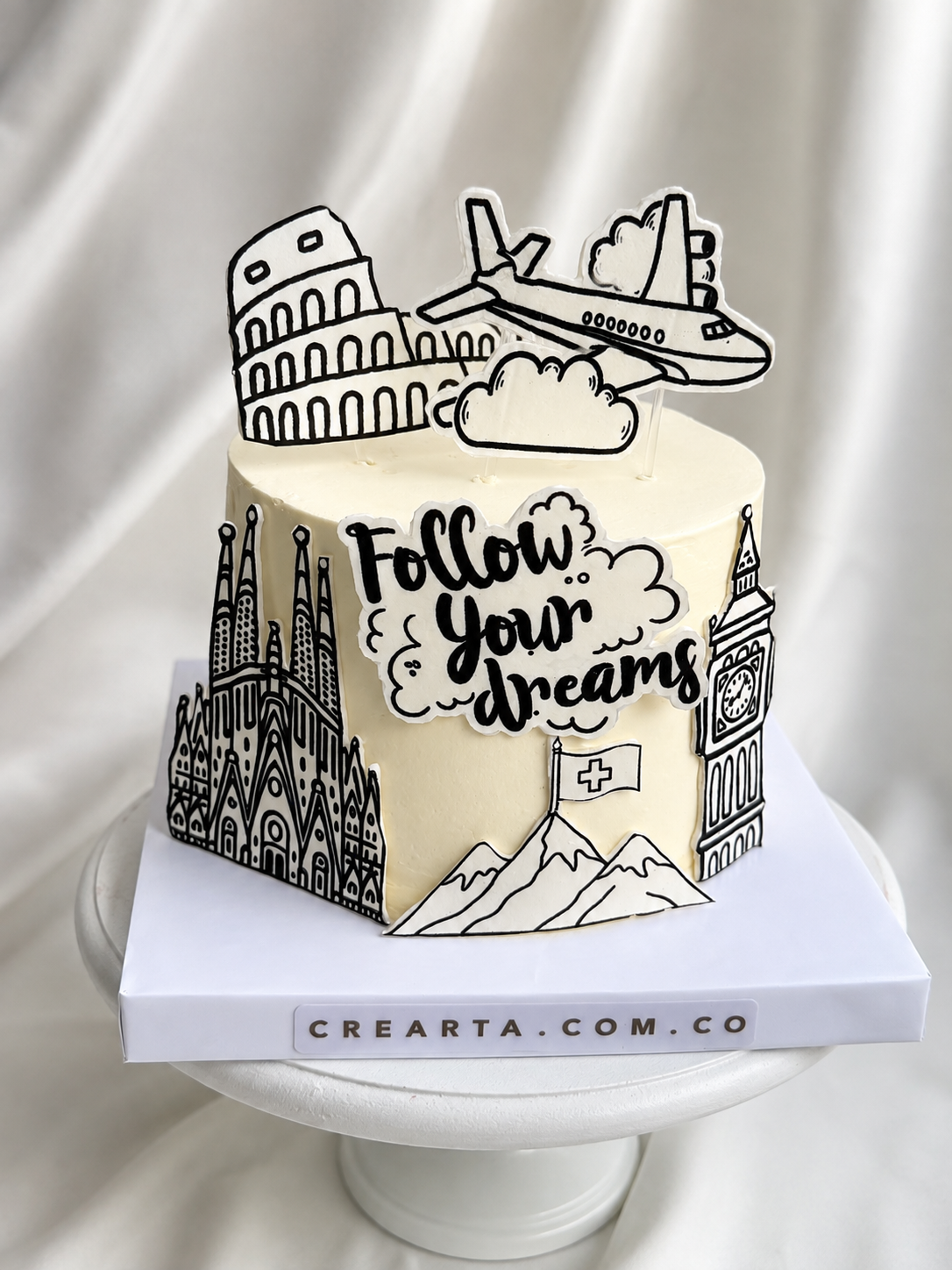 Torta temática de viajes en Bogotá