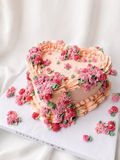 Torta Corazón Floral Vintage Bogotá