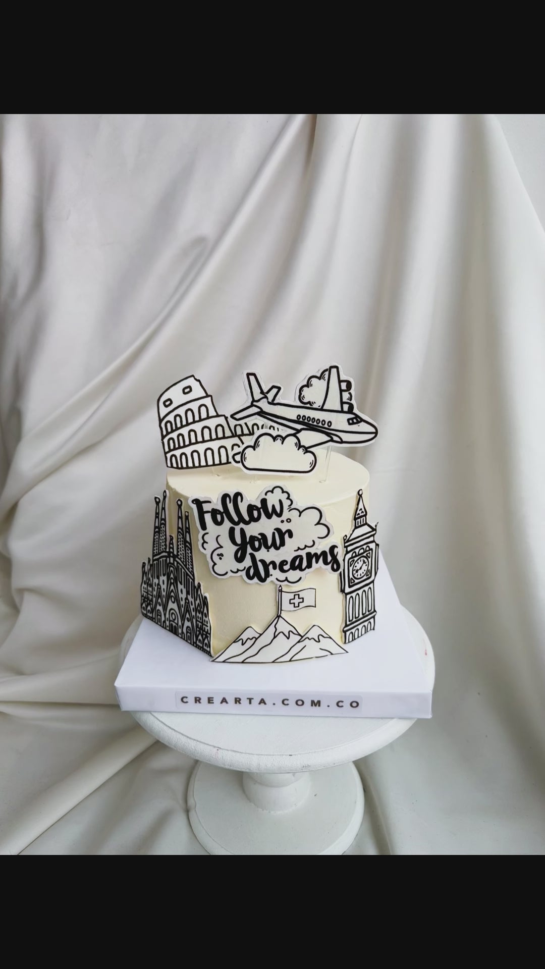 Torta temática de viajes en Bogotá